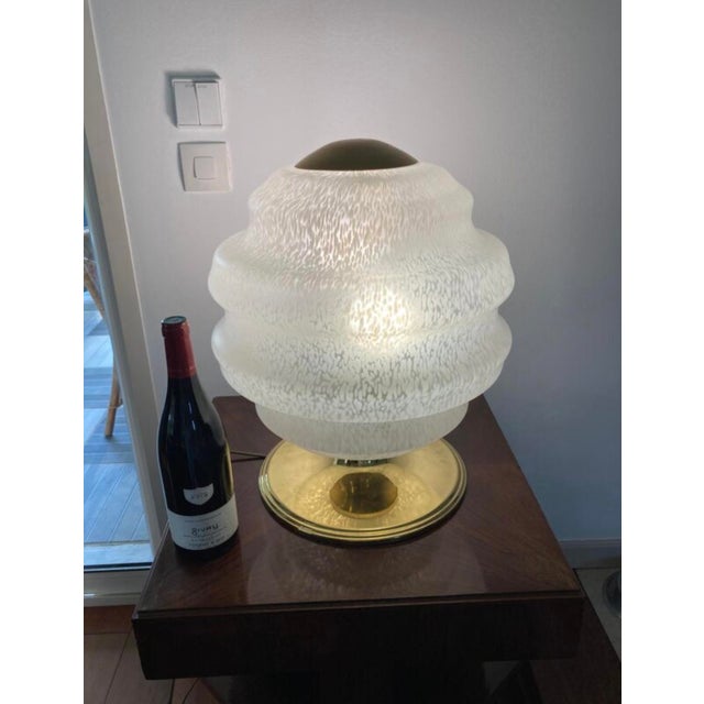 Vintage Table Lamp in Speckled Glass and Brass from Verrerie De Clichy, 1970s For Sale - Image 6 of 13