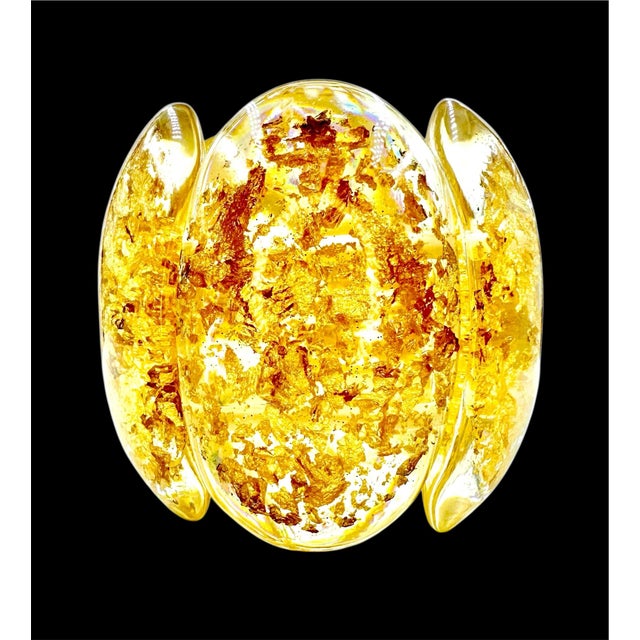 Sobral Cuff Metalique Transparent Lucite 24k Gold Porcina Bracelet Stretch For Sale - Image 10 of 12