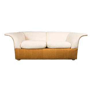 Vintage Brown Linen Sofa, 1970s For Sale