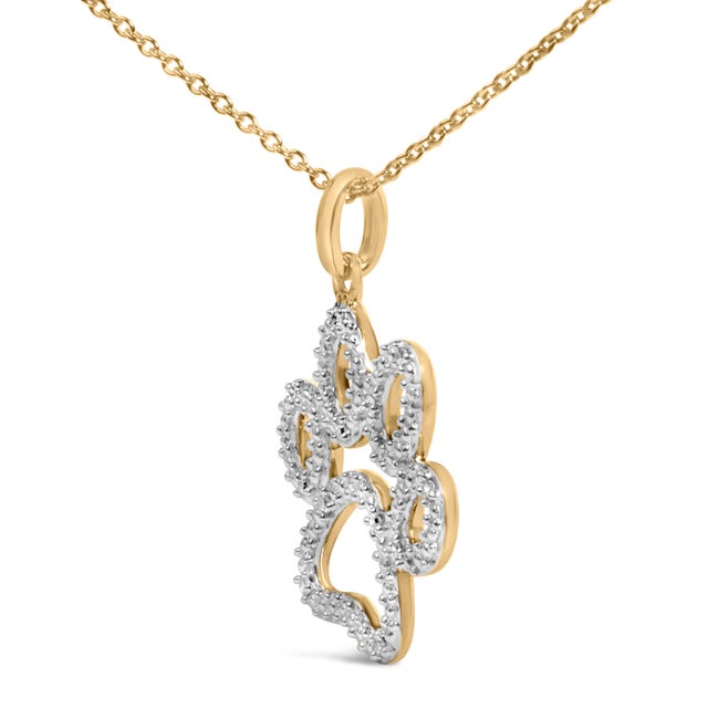 Haus of Brilliance Gold Vermeil Diamond Accent Pet Paw Pendant Necklace For Sale - Image 4 of 4