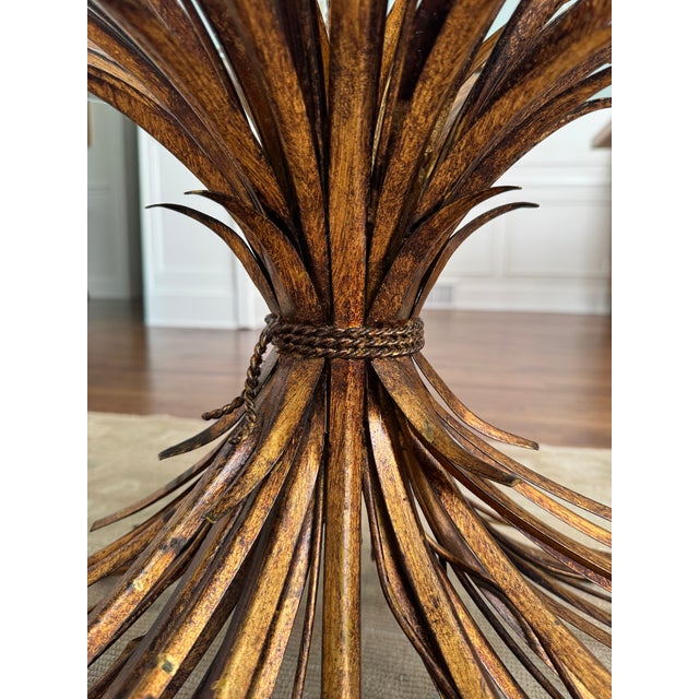 Metal Vintage Italian Gilt "Sheaf of Wheat" Coffee Table For Sale - Image 7 of 8