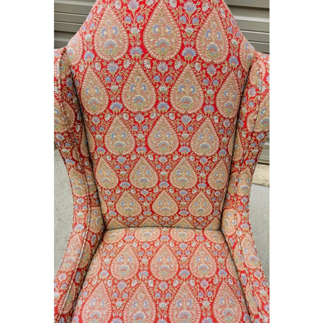 Pair of Vintage Custom Made William and Mary Style Wingback Chairs For Sale In Washington DC - Image 6 of 7