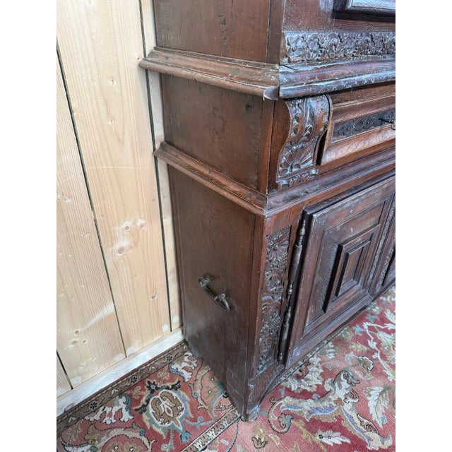 Renaissance Two-Part Cabinet in Carved Oak For Sale - Image 4 of 8