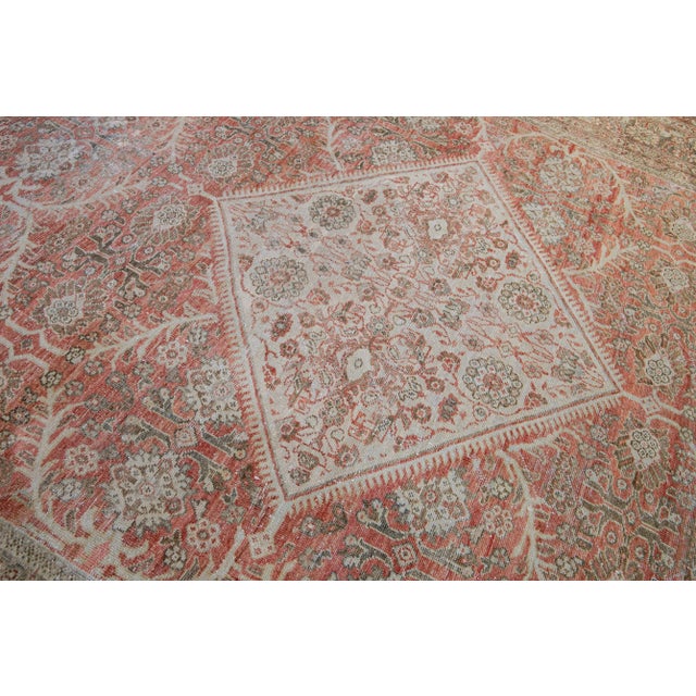 Red Antique Mahal Handmade Medallion Designed Wool Rug For Sale - Image 9 of 10