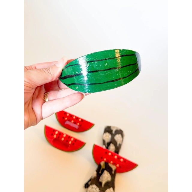 Vintage Folk Art Watermelon Napkin Rings For Sale In Dallas - Image 6 of 13