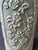 Heavy vintage green and tan raised floral paneled design pottery umbrella stand. Robinson Ransbottom Pottery Co., Ohio,...