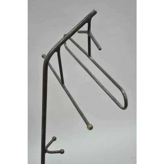 Vintage Modernist Jacques Adnet Style Wrought Iron Hairpin Clothing Valet For Sale - Image 9 of 10