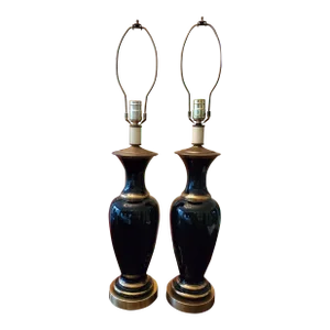 1970s Mid Century Modern Vintage Baccarat Style Lamps - Set of 2