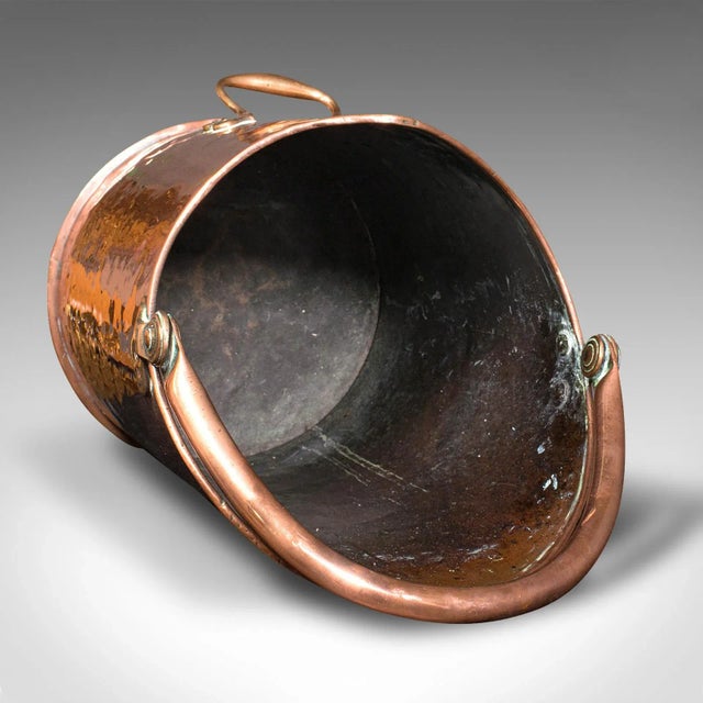 1850s Large Antique Victorian English Copper Country House Coal Bin For Sale - Image 6 of 11
