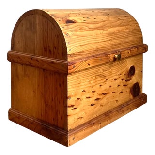 Vintage Wooden Treasure Chest Box For Sale