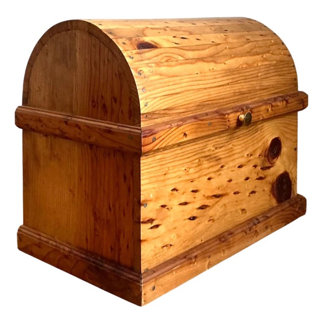 Vintage Wooden Treasure Chest Box For Sale