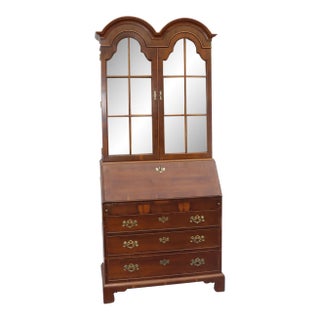 1960s Henredon Walnut Folio 10 Secretary Desk Double Hood For Sale