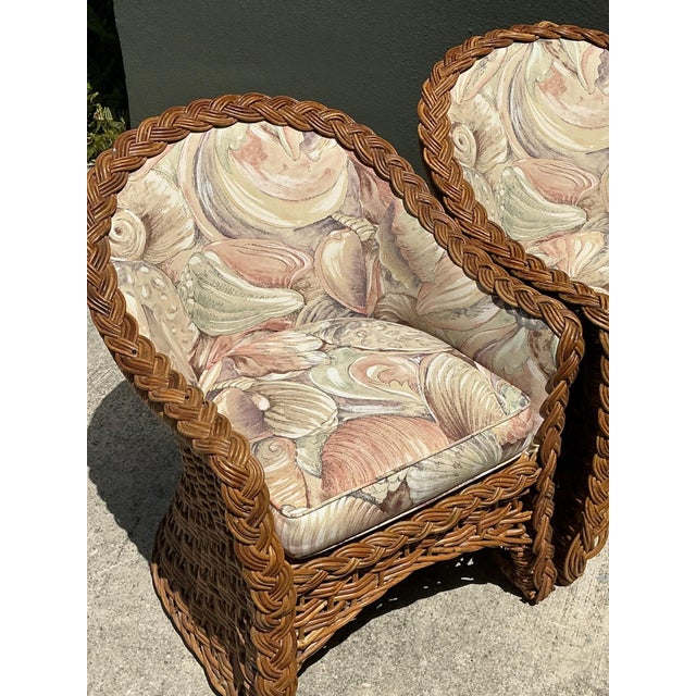 Vintage Braided Rattan Armchairs - A Pair For Sale In West Palm - Image 6 of 17