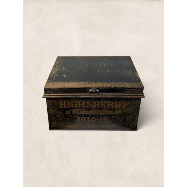 Antique English Painted Metal Deed Box For Sale - Image 9 of 9