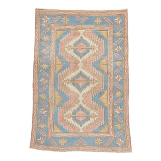 Vintage Pink Turkish Oushak Rug - 04'11 X 07'02 For Sale