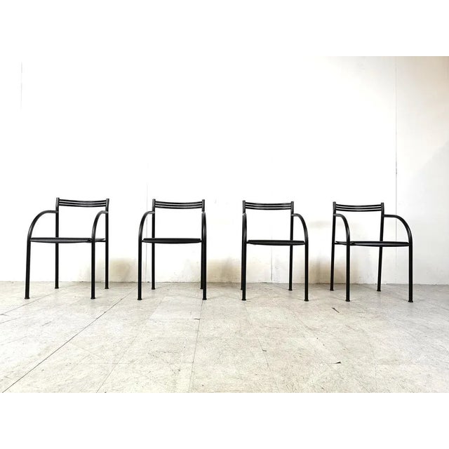 Black Spanish Francesca Armchairs attributed to Philippe Starck for Baleri Italia, 1982, Set of 4 For Sale - Image 8 of 10