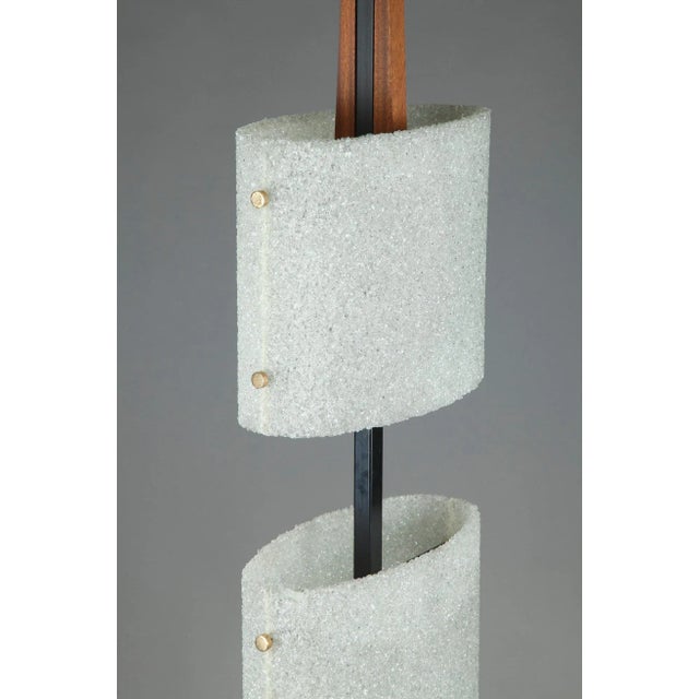 Scandinavian Black Lacquered Steel & Teak Floor Lamp with 2 Granite Acrylic Glass Diffusers, 1960s For Sale - Image 9 of 16