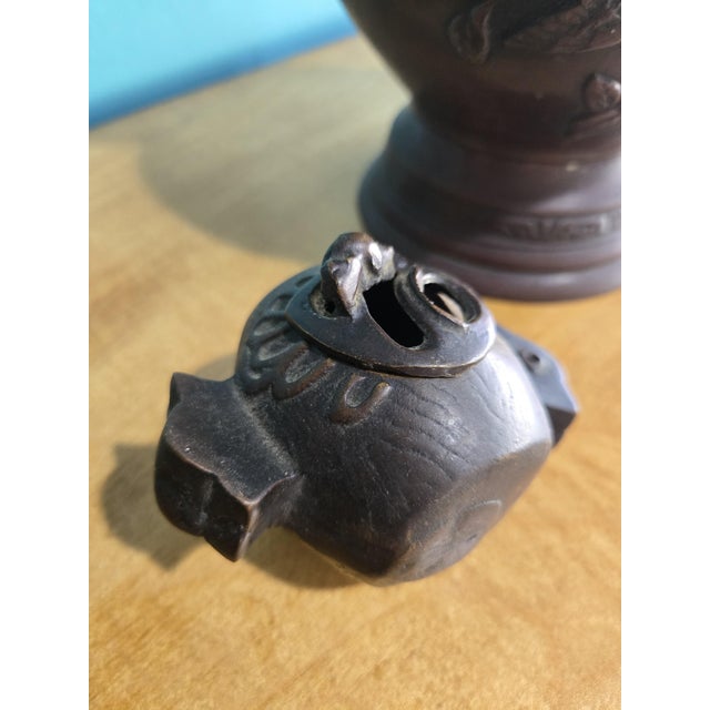 Japanese Antique 20th Century Japanese Meiji Style Vase & a Suiteki For Sale - Image 3 of 7
