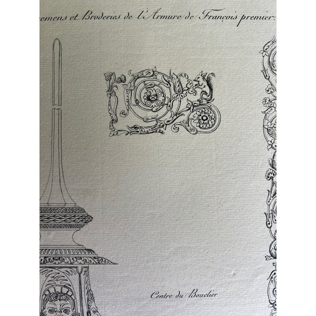 Printmaking Materials Mid 19th Century Etching Reproduction of Ornamental Elements of the Armor of Francis I by French Artist Nicolas Xavier Willemin For Sale - Image 7 of 9