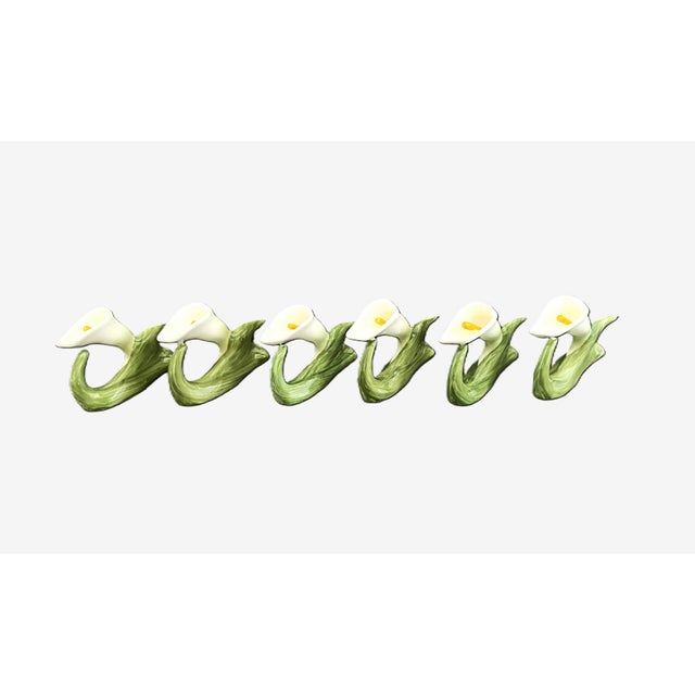 Vintage Bone China Napkin Holder Rings, Calla Lily Shape, Pia, Philippines, Set of 6 For Sale - Image 12 of 16