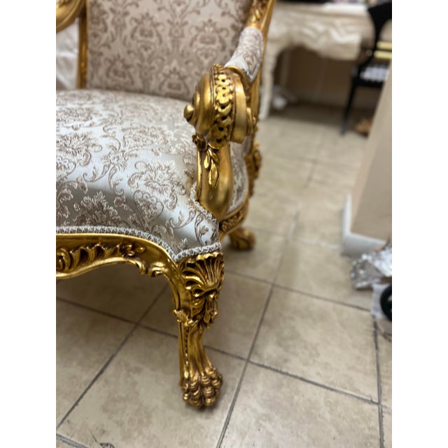 1960s Throne Chair Gold Leaf Arm Chair For Sale - Image 4 of 10