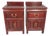 Red Lacquered Oriental Bedside Cabinets, Set of 2 For Sale