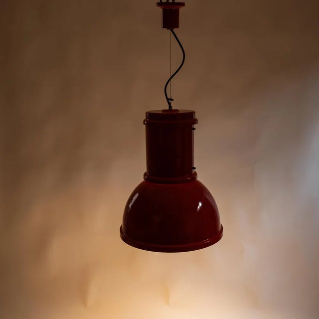 Industrial Red Lamp by Roberto Menghi for Fontana Arte, 1970s For Sale - Image 6 of 13