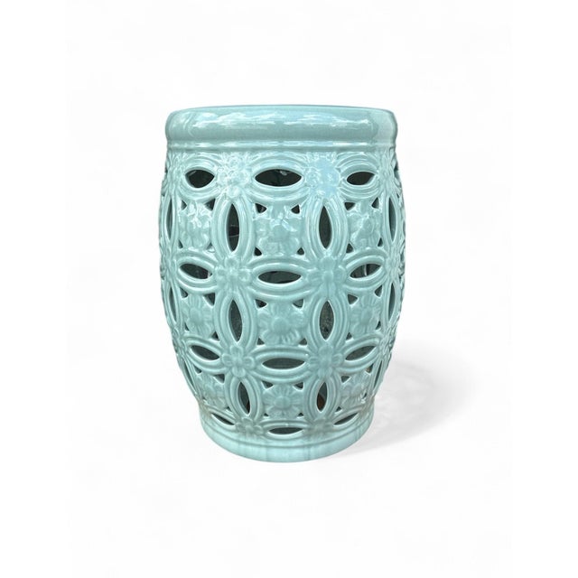 2020s Duluth Celadon Glaze Interlocking Rings Garden Stool For Sale - Image 5 of 5