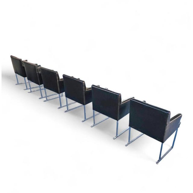 Black S58 Solo Chairs in Black Leather by Antonio Citterio for B&B Italia, Set of 6 For Sale - Image 8 of 17