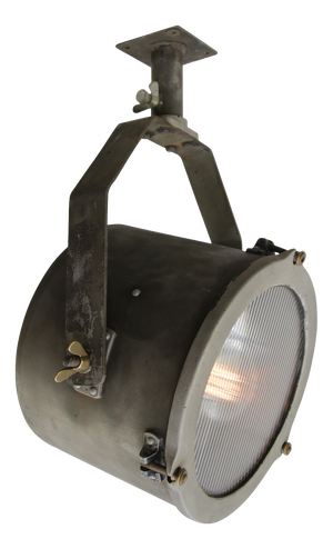 Vintage Industrial Clear Striped Glass Wall Ceiling Spotlight, 1950s