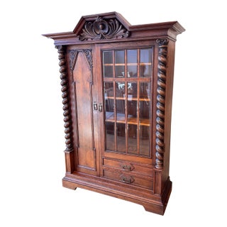 Renaissance Revival Oak Display Cabinet, 19th Century For Sale