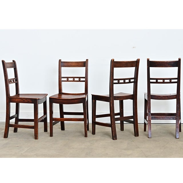 Early 18th Century English Set of Four Georgian Period Oak Dining Chairs For Sale - Image 11 of 11