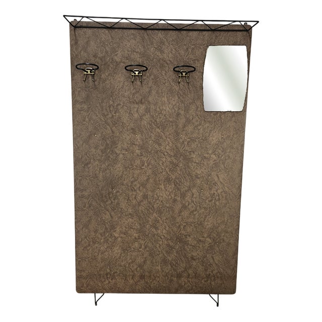 Mid-Century Modern Wall Coat Rack in Skai with Mirror, 1960 For Sale
