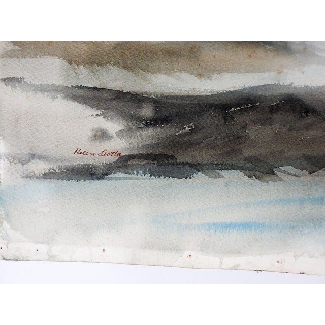 Mid 20th century watercolor on paper Cronkite Beach, California seascape painting. Signed Helen Liotta (20th Century)...