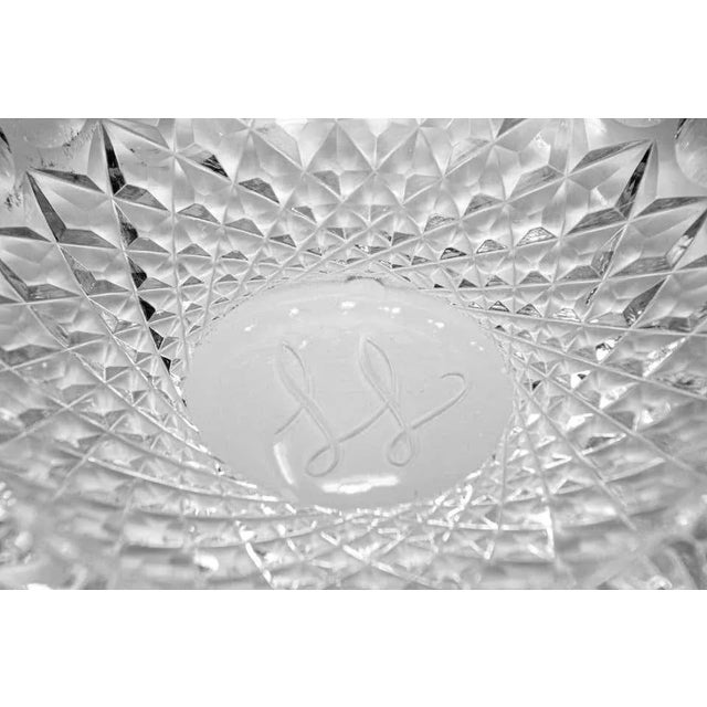 Vintage Cut Crystal Clear Glass Ashtray Monogrammed For Sale - Image 11 of 13