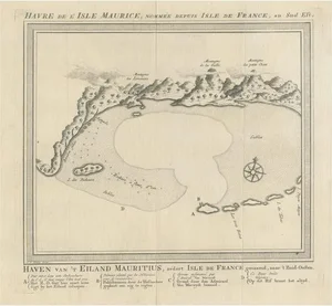 Antique Print of the Bay of Mauritius, Indian Ocean