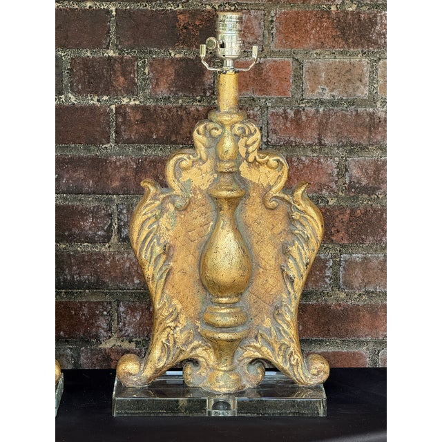 Late 20th Century 1990s Gold Leaf & Verdigris Newly Painted Table Lamps by Turtle and Crane - Hollywood Regency For Sale - Image 5 of 17