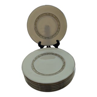 Vintage Lenox 'Springdale' Platinum Trim China Salad Plates - Set of 8 For Sale