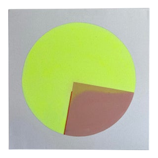 Original Painting | Abstract Neon Yellow and Blush Pink Painting by Emily Keating Snyder, 20 X 20 In. For Sale