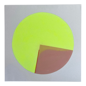 Original Painting | Abstract Neon Yellow and Blush Pink Painting by Emily Keating Snyder, 20 X 20 In.