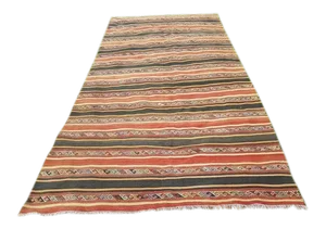 1970s Vintage Handmade Turkish Flatweave Kilim Rug - 5′8″ × 10′11″