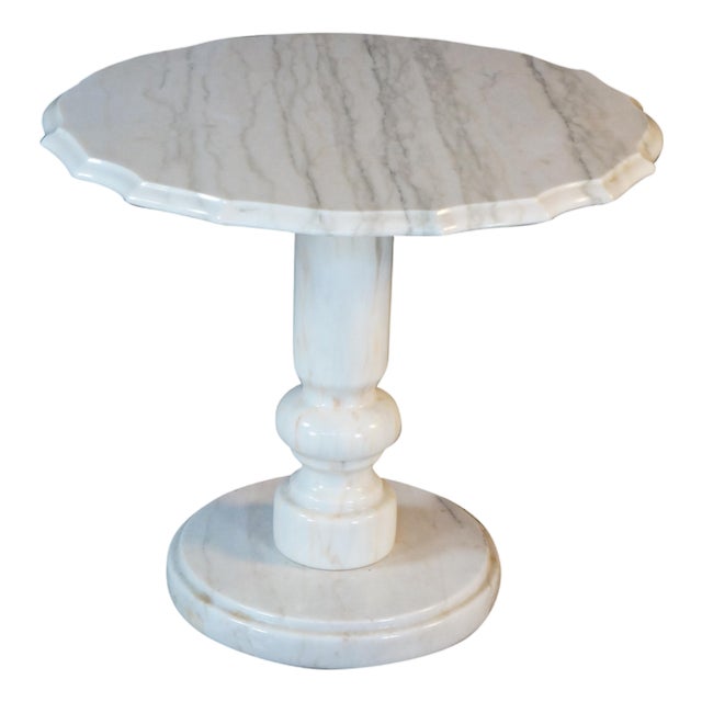 Mid Century Italian Marble Scalloped Pedestal Side Table Sculpture Stand For Sale