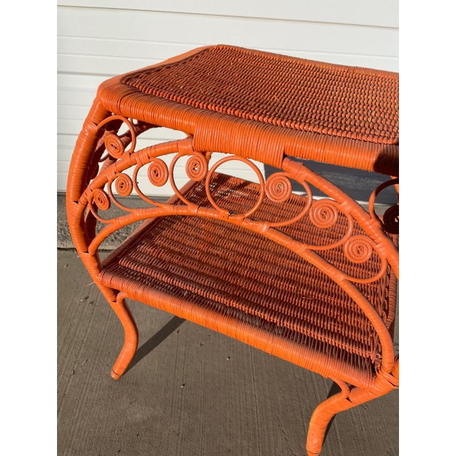 Mid 20th Century Mid 20th Century Vintage Painted Wicker Rattan Table For Sale - Image 5 of 13