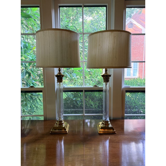Pair of Remington Crystal Column Lamps For Sale In Nashville - Image 6 of 12