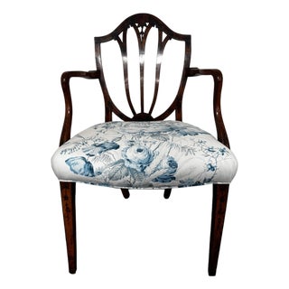 Vintage Shield Back Armchair in Blithfield Floral Fabric For Sale
