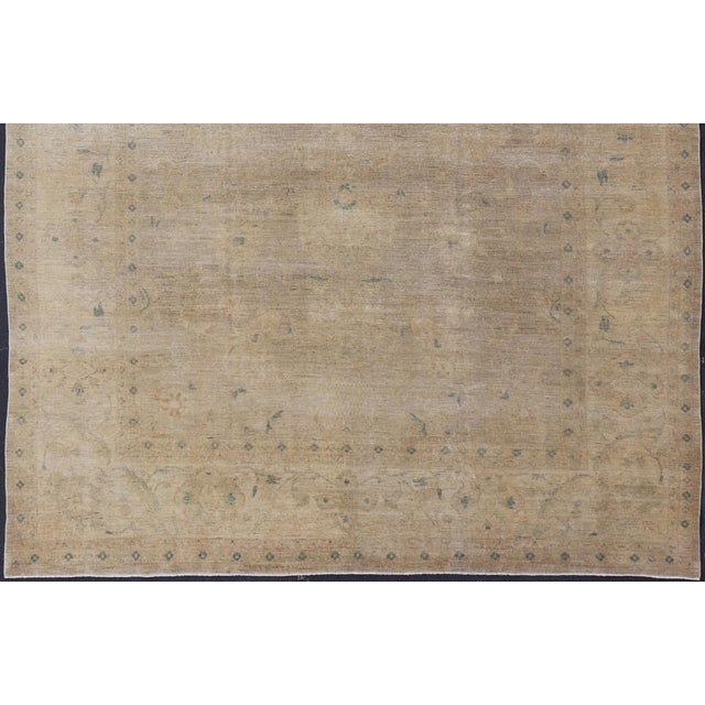 Traditional Minimalist Design Large Antique Tabriz Rug in All-Over Muted Design 12'6" X 15'9" For Sale - Image 3 of 12