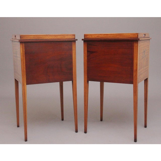 Gold Sheraton Style Satinwood Bedside Cabinets, 1920, Set of 2 For Sale - Image 8 of 12