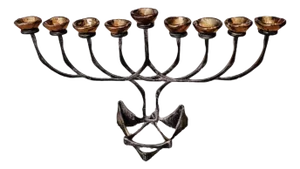 Massive Vintage Rueven Gafni Hand Wrought Copper Iron Brutalist Menorah, Israel