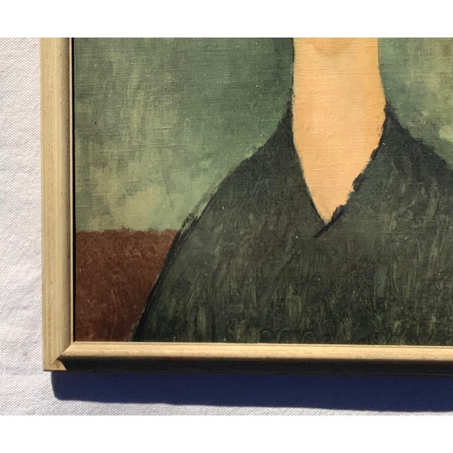Mid 20th Century After Amedeo Modigliani Expressionist Portrait Fine Art Print on Linen For Sale - Image 12 of 13