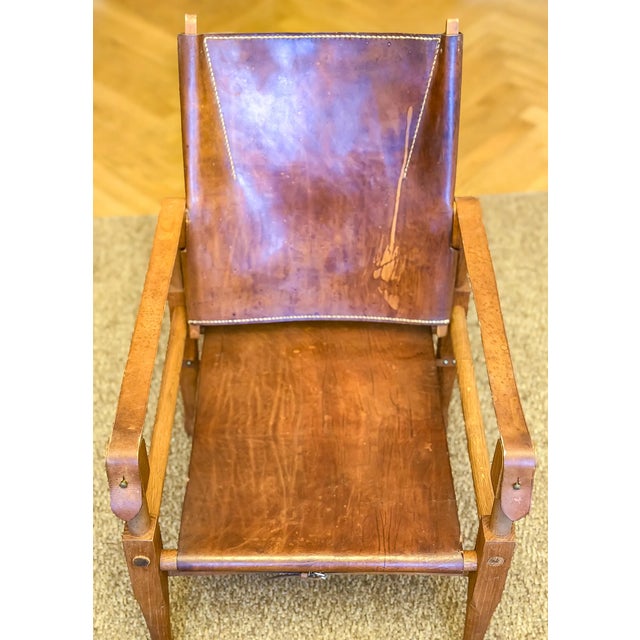 Wood Safari Lounge Chair in Oak and Cognac Leather by Wilhelm Kienzle for Kaare Klint, 1950s For Sale - Image 7 of 18